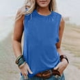 thumbnail image 1 of Débardeurs pour Femmes Zeophrasy Chemise Sans Manches pour Femmes Couleur Unie Col Rond Chemise Décontractée Débardeurs Blouse Sans Manches Excellent Cadeau à Petit Prix Bleu G, 1 of 6