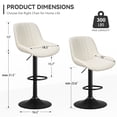 thumbnail image 4 of Hawsaiy Adjustable Bar Stools Set of 4, Swivel Counter Height Bar Chairs with Back, Modern Technical Fabric Barstools for Kitchen Island & Home, White, 4 of 11