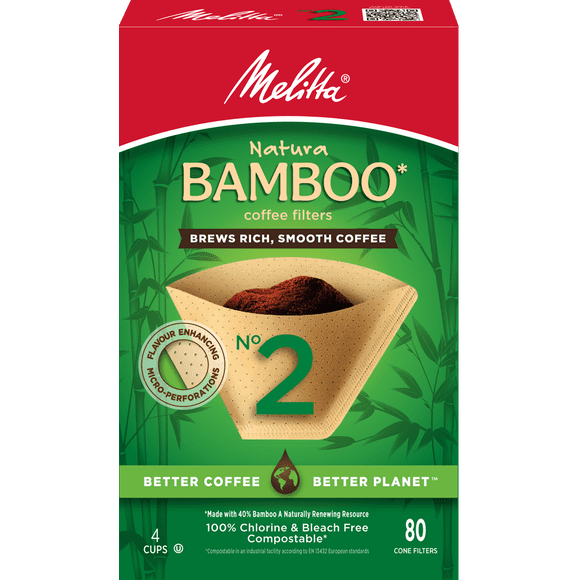 Melitta All Natural Bamboo Coffee Filters No 2 - 80 Ct