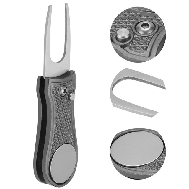 Pitchfork, Beau Travail Matériel en Acier Inoxydable Putting Green Fork Pliable Design Léger en Poids pour l'Extérieur pour Rouge, Vert, Gris, Noir