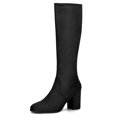 thumbnail image 1 of Unique Bargains Bottes Hauteur Genou à Talon Bloc à Bout Rond pour Femmes, 1 of 6