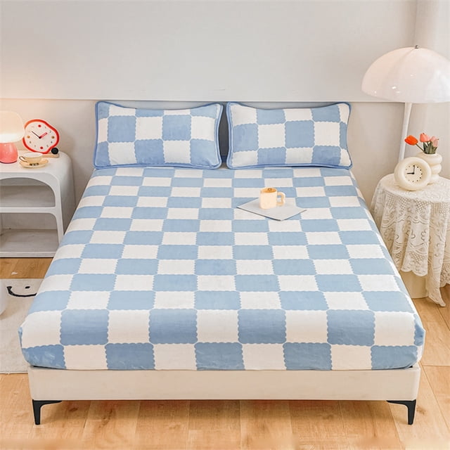TIMIFIS Fitted Sheet Fitted Sheet Protective Cover For Bed Mattress Pocket Fitted Sheet Winter Warm Breathable Non Slip For Care Bed Sheet Quilted Fitted Sheet New Home Essentials