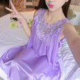 thumbnail image 4 of Kcodviy Robe Décontractée Unie pour Femme Chemises de Nuit pour Femmes Coton Doux Sans Manches Col Rond Dentelle Robe de Nuit pour Femme Robe à Empiècements Chandail Ample Robe de Nuit à Boutons, 4 of 6