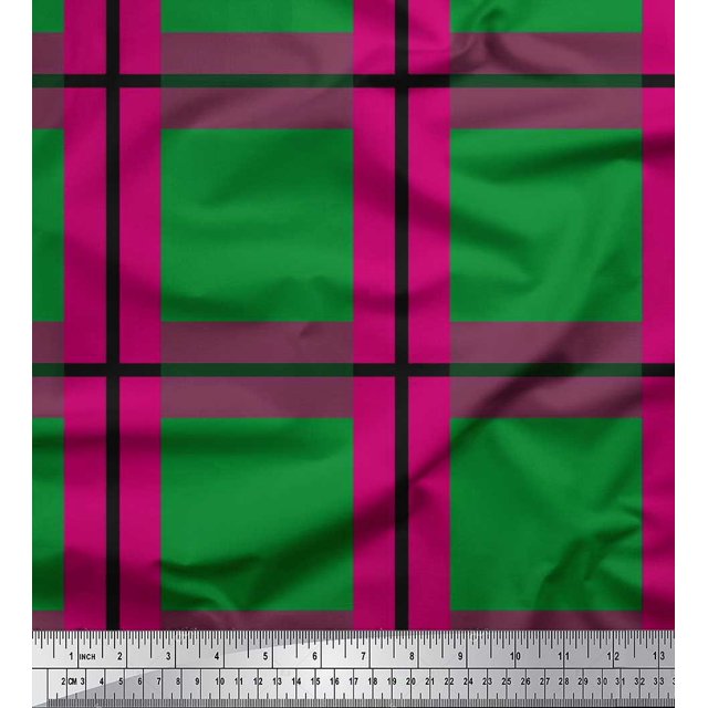 Soimoi Georgette Viscose Fabric Check Check Print Sewing Fabric Yard 42 Inch Wide