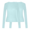 thumbnail image 4 of Frostluinai 2 Pack Y2K Shirts for Women Long Sleeve Ruched Tops Crew Neck Workout T Shirts Solid Color Slim Fit Blouses Soft Crop Tees, 4 of 4
