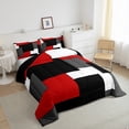 thumbnail image 3 of Erosebridal Modern Abstract Comforter Sets, Square Geometric Comforters & Duvets, Black Red Reversible Bedding Comforter Set, Lightweight Bedroom Decor, 2 Pieces, 3 of 8