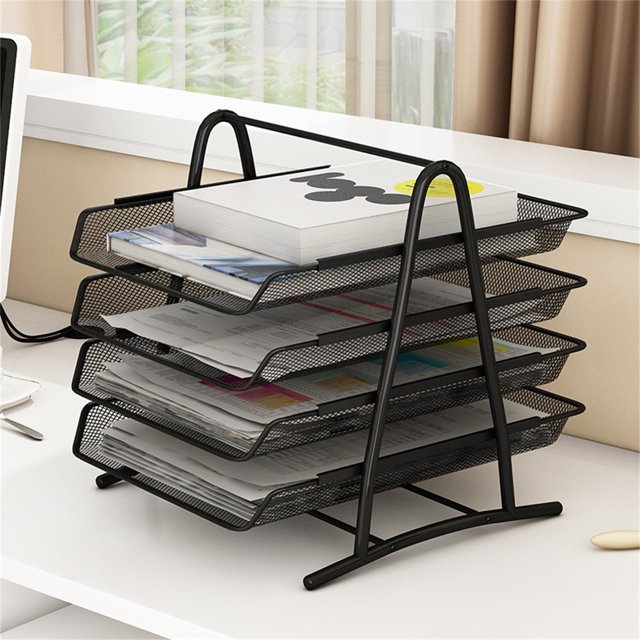 Desk File Tray Organizer Mesh Letter Tray Desk Document Tray Office Desk Document Tray Mesh Bracket Paper Letter Shelf Holder Black Metal For Home Study School