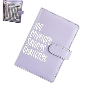 100 Enveloppe Challenge Binder, Epargne-Monnaie Wallet Binder avec Enveloppes en espèces, 100 Défi de l'épargne enveloppe Binder Budget Planner Livre Binder pour la budgétisation School Home Office (Purple)