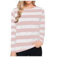 thumbnail image 1 of Blouses pour Femmes Chemise Décontractée à Rayures Imprimées pour Femmes T-Shirt à Manches Longues à Col Rond T-Shirts pour Femmes, 1 of 4