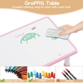 thumbnail image 1 of GloryStar Height Adjustable Kids Table and 6 Chairs Set - Graffiti Desktop, Easy-to-Clean Arts & Crafts Table with Non-Slip Legs, Detachable Storage Box for Daycare, Classroom, and Home, 1 of 8