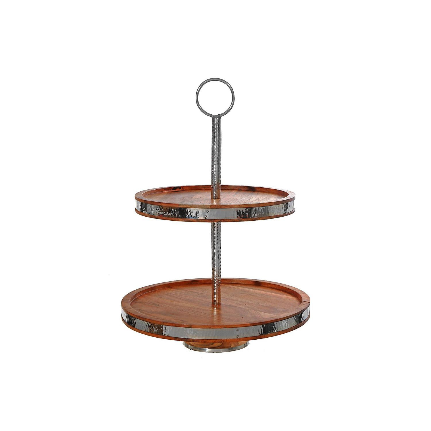 IH Casa Decor Natural Acacia Wood Avec Support À Gâteau À 2 Niveaux Martelé À 2 Niveaux