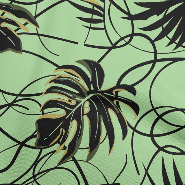 oneOone Rayon Mint Green Fabric Abstract Tropical Leaf Sewing Craft Projects Fabric Prints By Yard 56 Inch Wide
