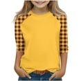 thumbnail image 1 of SERTG T-Shirt Mode Enfant Col Rond Manches 3/4 Imprimé Col Rond pour Été et Printemps 4-15 Ans (Jaune1,14 Ans), 1 of 7