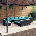 thumbnail image 1 of vidaXL 11 Piece Garden Lounge Set with Cushions Poly Rattan Black, 1 of 5