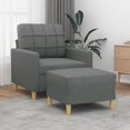 thumbnail image 1 of vidaXL Sofa Chair with Footstool Dark Grey 60 cm Fabric, 1 of 4