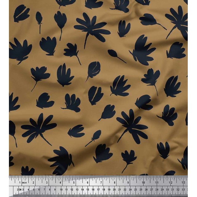 Soimoi Moss Georgette Fabric Wildflower Floral Printed Fabric 1 Yard 42 Inch Wide