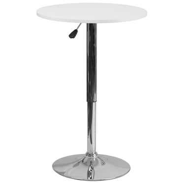 Table ronde de 23,75 de côté en bois blanc de hauteur réglable (ajustable de 26,25 po à 35,75 po)