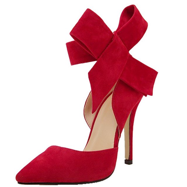 Ladies Sandals Heels Fashion Side Bow Design Pointed Toe Stilettos for Women