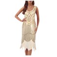 thumbnail image 1 of Birdeem Robe pour Femmes de Printemps et d'Été à Col Rond Sans Manches avec Paillettes et Franges en Forme de Boule, Robe de Fête, Banquet, Danse, Robe Courte, 1 of 1