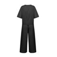 thumbnail image 4 of CHOK Ensemble 2 Pcs pour Femme en Lin, Haut Court à Manches Courtes, Ensemble de Détente Assorti et Pantalon Long, Survêtement Rose Vif G, 4 of 5