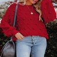 thumbnail image 3 of Pulls Tricotés pour Femmes Pulls Unis Col Rond Pull à Manches Longues, 3 of 5