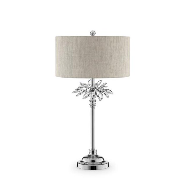 Benzara BM240451 Table Lamp with Starburst Crystal Accent, Gray & Silver