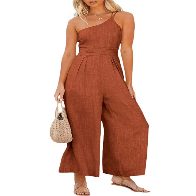 Women Romper Sleeveless Off-Shoulder Neck Wide-Leg Trousers