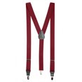 thumbnail image 1 of Mens Elastic Y-Back Adjustable Clip-on Suspenders With Leather Trim- Red (Regular, 46" Long), 1 of 6