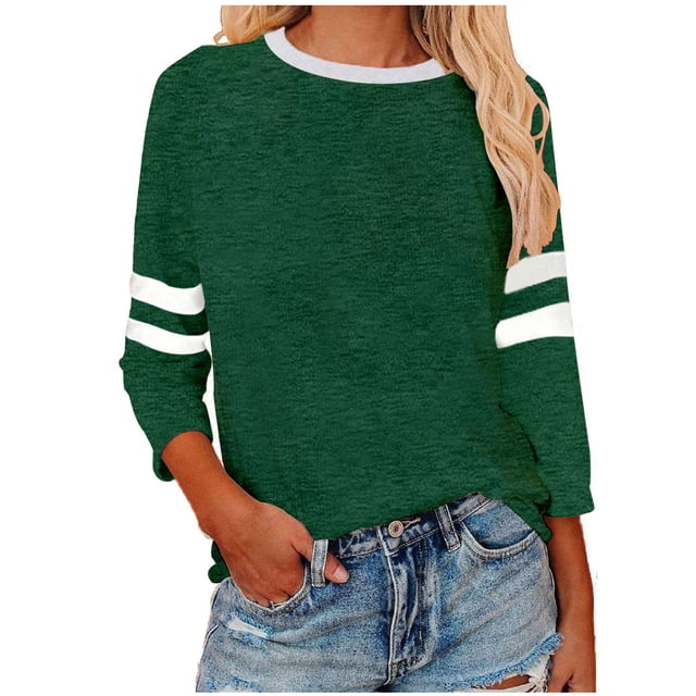 Timegard Hauts pour Femmes Grande Taille Col Rond Manches 3/4 T-Shirts Confortables Tunique Décontractée pour Porter avec des Leggings