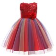thumbnail image 1 of Kids Little Girl Pageant Party Dresses Colorful Formal Sequin Flower Tulle Tutu, 1 of 4