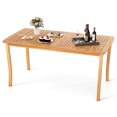 thumbnail image 1 of Gymax 63'' Outdoor Dining Table w/ Umbrella Hole Slatted Tabletop for Backyard, 1 of 10