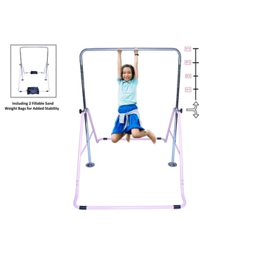Bars Barre Athlétique Gymnastique Junior Entraînement Barre Horizontale Hauteur Réglable Pliable Robuste Sécuritaire Barre Kip Jungle Gym Singe Tour d'Escalade Rose