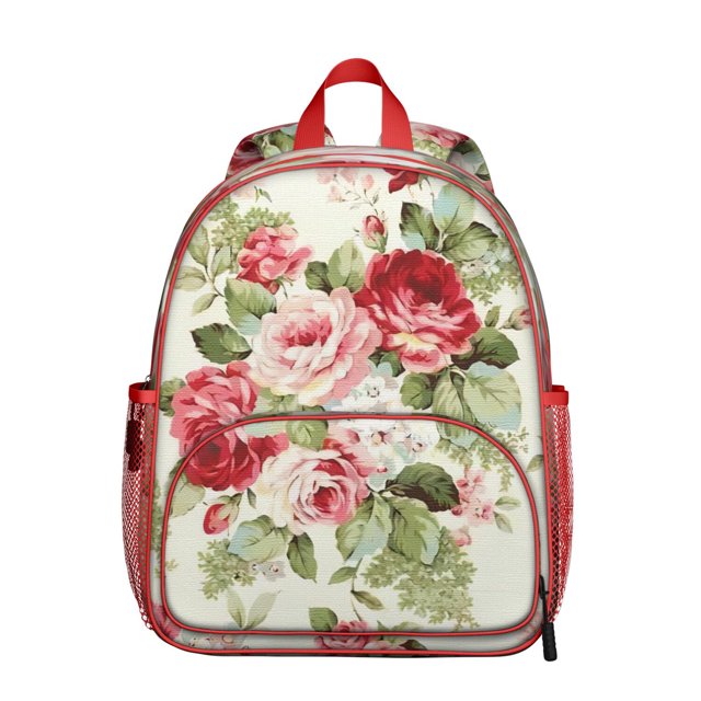 Floral Bloom Students Backpack - Romantic Rose and Peony Pattern with Durable Construction, Comfortable Dual Shoulder Support for School and Outdoor Use