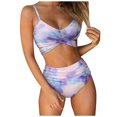 thumbnail image 1 of Flywake Women Criss Cross High Waisted String Floral Printed Print Bandage 2 Piece Bathing Suits, 1 of 9