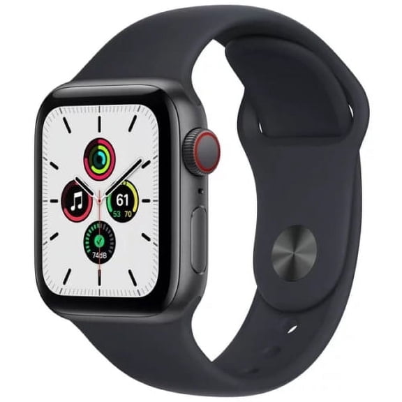 Apple , Watch SE (GPS) + Cellular 40 mm Aluminum Case with Black Sport Band, 18 Hour Battery Life, Smart Watches, Space Grey, 1, 1, 1