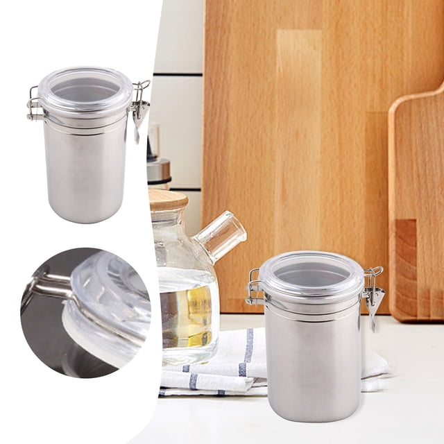 Ensemble de Contenants de Rangement Durables en Acier Inoxydable pour Comptoir de Cuisine et Garde-Manger avec Couvercles en Acrylique Transparents et Conception à Pince Hermétique