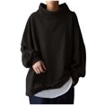 thumbnail image 1 of Timegard Hauts Grande Taille pour Femmes Col Haut Épaules Tombantes Manches Longues Confortables Pull-Over Mode Automne, 1 of 5