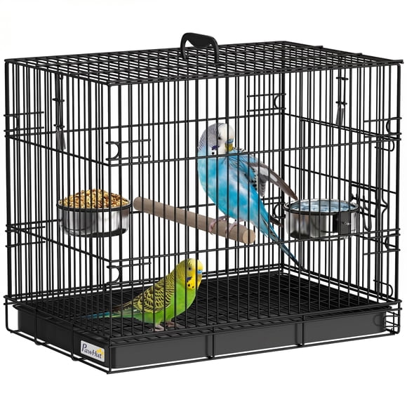 PawHut Bird Cage Portable w/ Slide-Out Tray 49 cm, Black