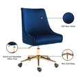 thumbnail image 3 of Meridian Furniture Karina Chaise de Bureau Pivotante Réglable en Velours Bleu Marine et Or, 3 of 12
