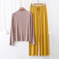 thumbnail image 1 of Weiqiqre Plus Size Pajamas for Women Set Lounge Set Solid Color High Neck Long Sleeve Sleep Set Pants Suit Soft Loungewear, 1 of 3