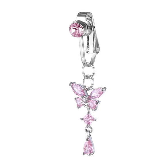 Bague de Nombril Faux Papillon (Lot de 2) / Bijou Nombril à Clip Sans Perçage / Faux Perçage en Cuivre Hypoallergénique pour Festivals et Fêtes