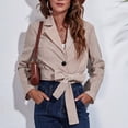 thumbnail image 1 of Qertyioot Blazer Décontracté de Bureau pour Femme et Haut d'Hiver pour Femme en Coton et Lin Imprimé à Col Rond à Manches Courtes, 1 of 6