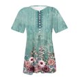 thumbnail image 5 of Pompotops Femmes Mode Décontractée Imprimé Col Rond Ample Manches Courtes T-shirt Haut Blouse Chandail Liquidation, 5 of 5