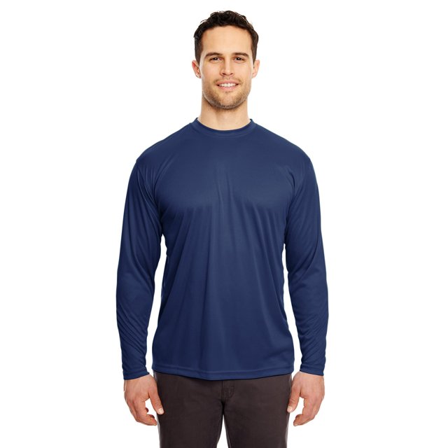 UltraClub Tee-Shirt Sport à Manches Longues Performance Interlock pour Hommes (8422)-Marine-TG