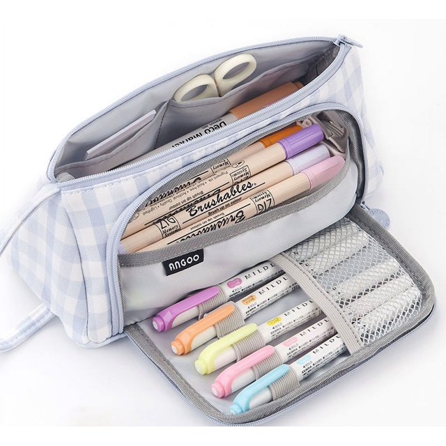 Grande Capacité Pochette de Rangement en Toile Colorée Porte-Stylo Trousse Simple pour Papeterie pour Collège Bureau Étudiant Fille Femme Adulte Adolescent Cadeau