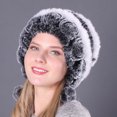 thumbnail image 2 of Womens Winter Hats with Ear Flaps Winter Womens Colorful Warm Caps Warm Flowers Striped Real Rabbit Velvet Hats Fashion Hat Winter Hats for Women with Ear Flaps, 2 of 2