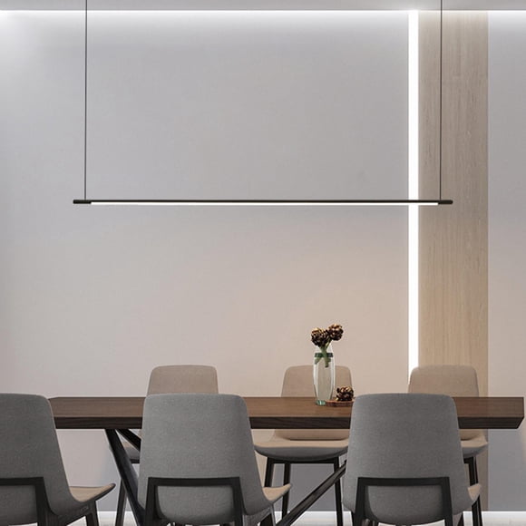 Suspension Linéaire en Métal à DEL Minimaliste Moderne Contemporaine pour Salle à Manger Salon Horizontale 100 cm
