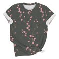 thumbnail image 4 of Pisexur Hauts d'Été pour Femmes, Chemisiers pour Femmes Chic Décontracté Hauts pour Femmes à la Mode Chandail Décontracté pour Femmes Imprimé à Manches Courtes Col Rond Haut, Hauts Grande Taille pour Femmes Multicolore, P, 4 of 5