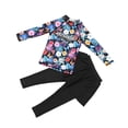 thumbnail image 1 of Zwiiyzr 2025 Filles Enfants Maillot de Bain 2 Pcs Imprimé Floral Haut anti-UV à Manches Longues et Pantalon Long avec Jupe Combinaison anti-UV Protection Uv Tenue de Plage Maillot de Bain 3-11 Ans Noir, 1 of 9