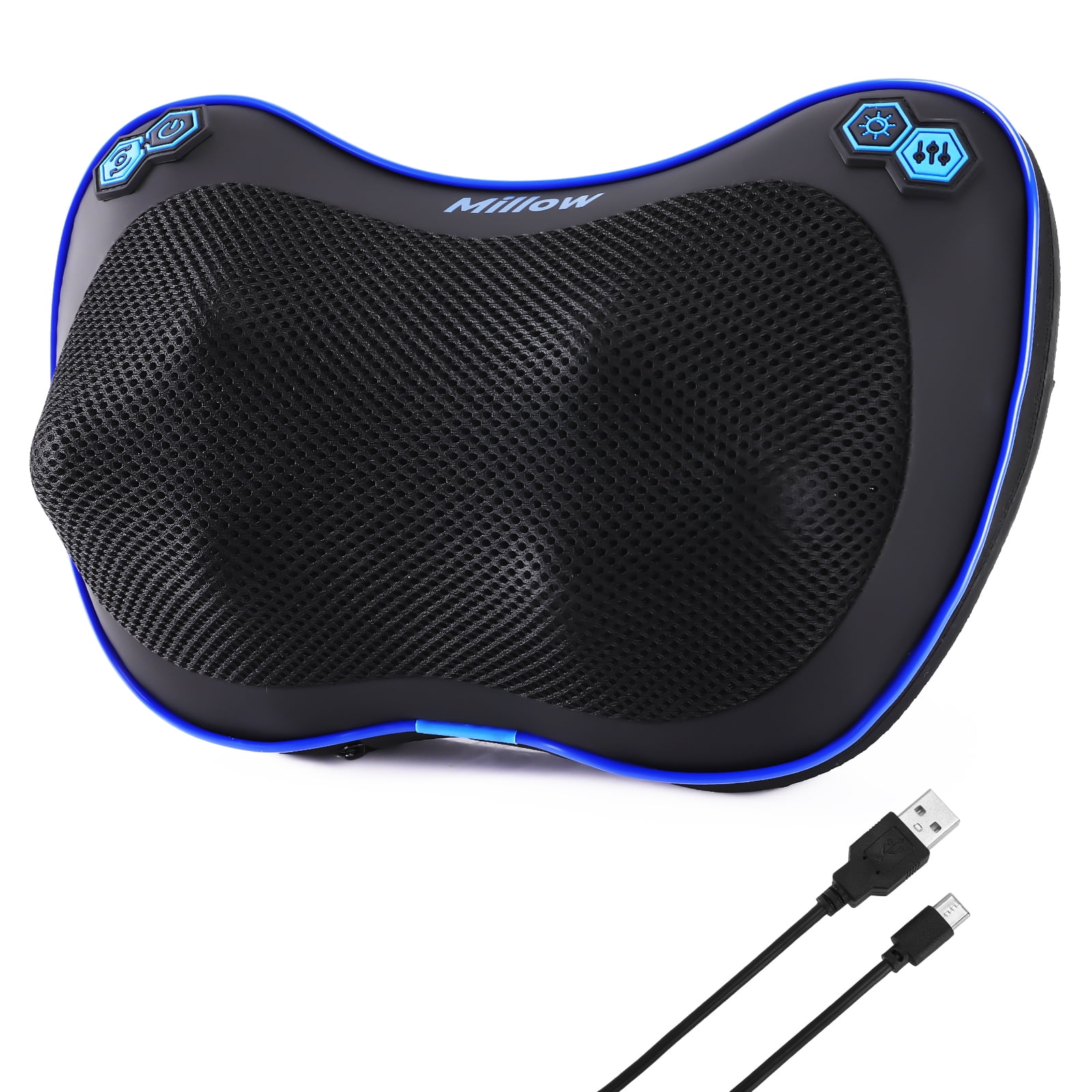 REATHLETE Millow Cordless Massage Pillow with Adjustable Heat – Shiatsu Back and Neck Support Pillow Deep Tissue Electric Massage– Ideal for Home, Car, Chair Office, and Travel Relaxation